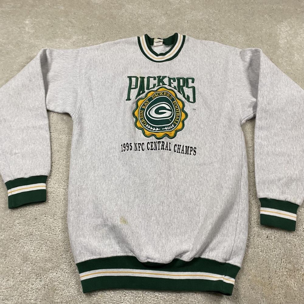 Vintage Green Bay Packers Sweatshirt Mens M Gray NFL Football Legends 1995